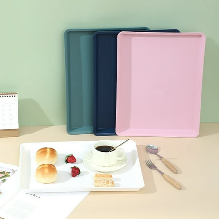 

Xinhuadsh Food Serving Tray with Non-Slip Base Large Capacity Food Grade BPA Free Fruit Cookies Dessert Reusable Plastic Tray