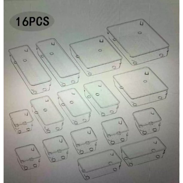 Juego de 25 piezas de caja de almacenamiento de partición de cajón PS transparente que se puede combinar libremente con caja de almacenamiento de cosméticos y artículos diversos