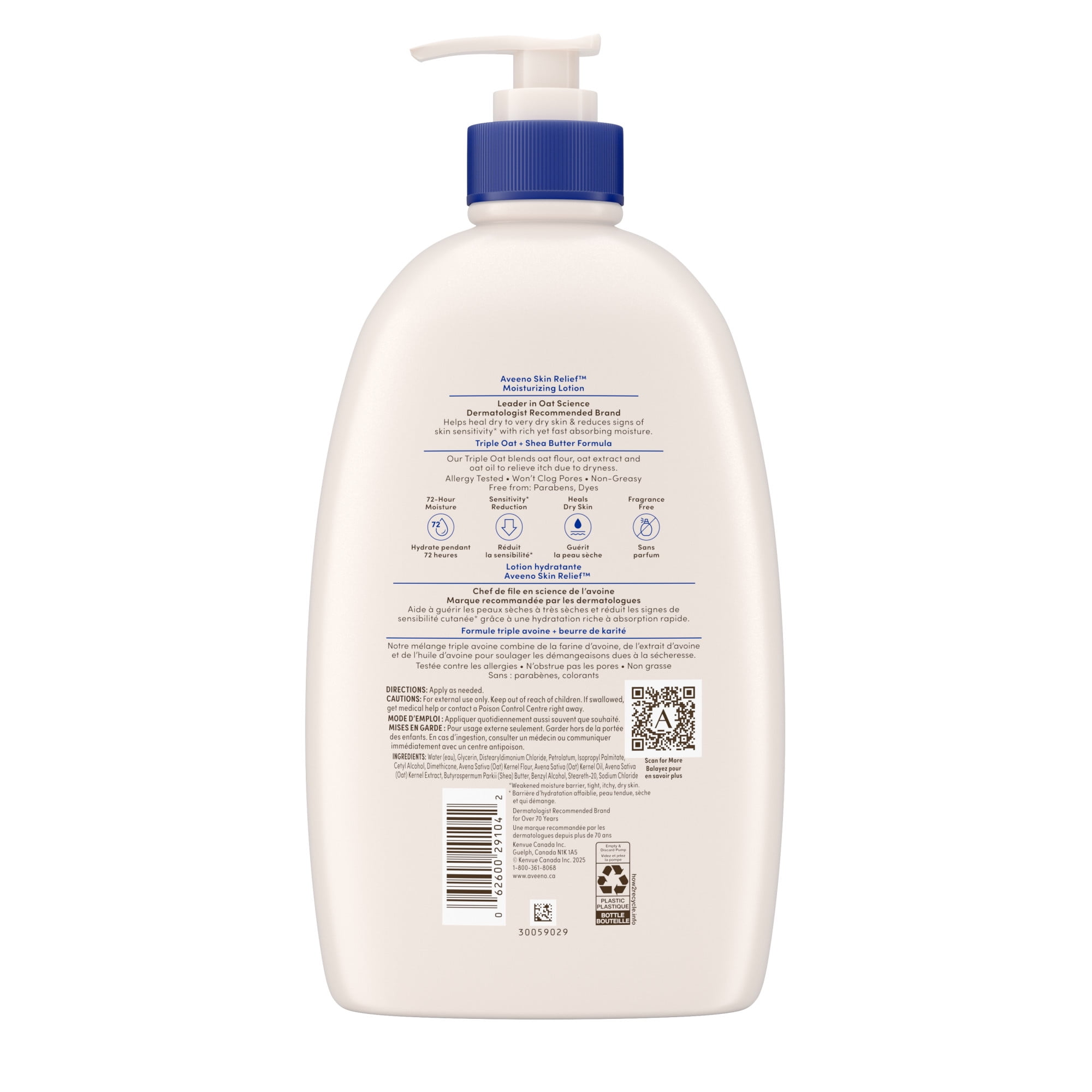 Aveeno Skin Relief Moisturizing Lotion, Shea Butter, Oat, Dimethicone, Dry Skin Body Moisturizer, Fragrance Free
