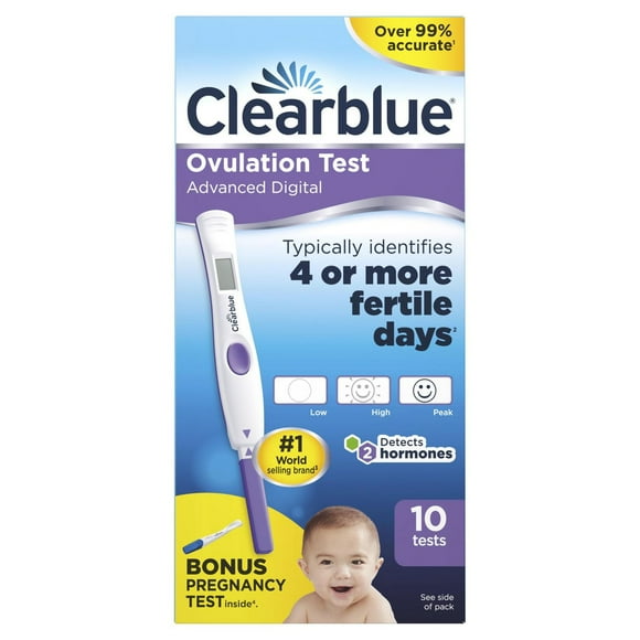 Clearblue Advanced Digital Ovulation Test Kit, Plus Bonus Rapid Detection Pregnancy Test, 10 Ovulation Tests & 1 Pregnancy Test, 10CT