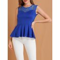 thumbnail image 5 of Allegra K Women's Peplum Round Neck Lace Sheer Sleeveless Blouse XL Blue, 5 of 7