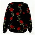thumbnail image 7 of Womens Valentines Day Oversized Sweatshirt Floral Long Sleeve Graphic Shirts Crewneck Cute Pullover Sweater Tops, XL Black, 7 of 7