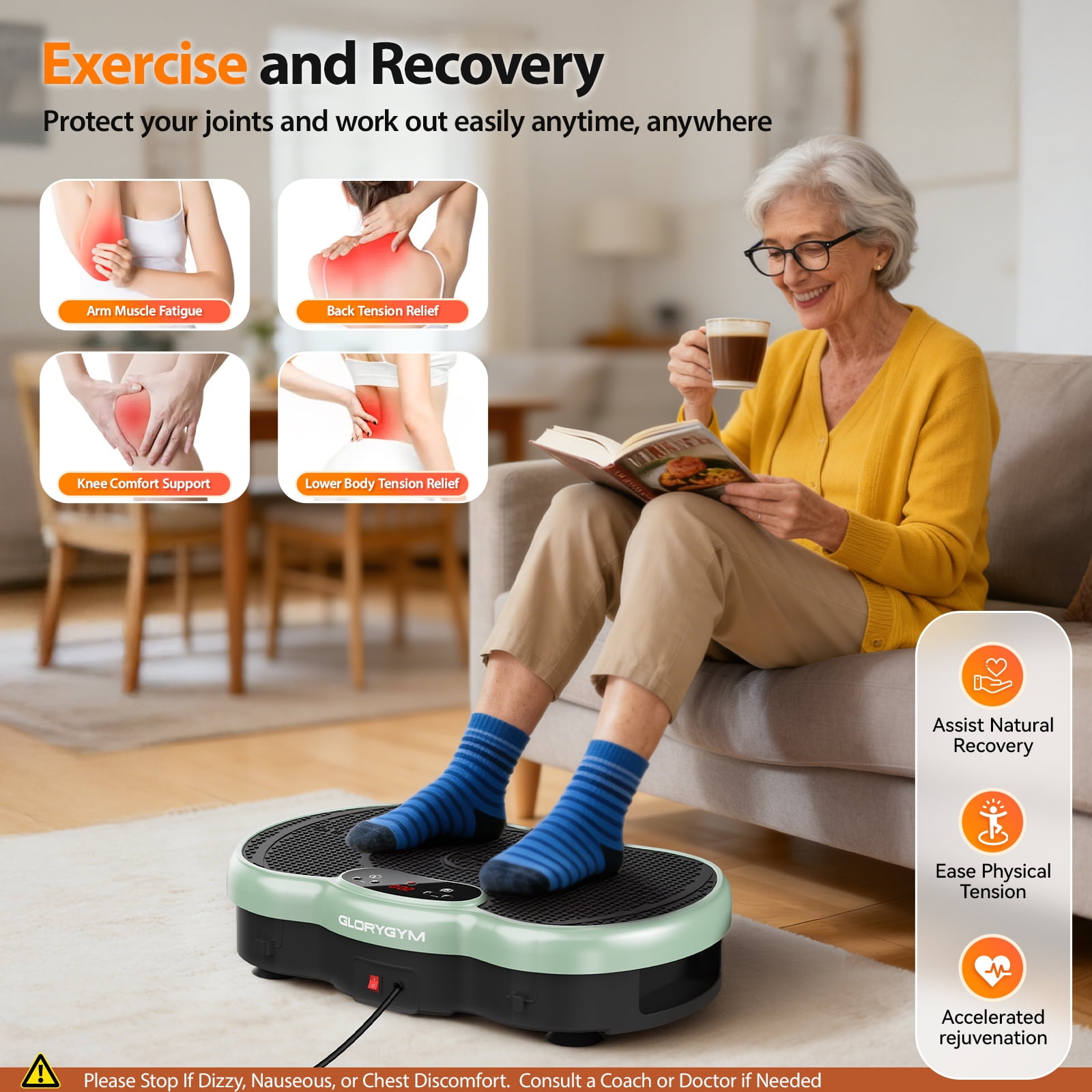 Anqdy Vibration Plate Exercise Machine Wellness-Focused Weight Loss Toning LCD Display Green