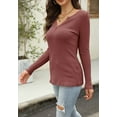 thumbnail image 5 of Sherrylily Women Waffle Knit Henley Tops Casual Long Sleeve V Neck Pullover XS-XL, 5 of 7