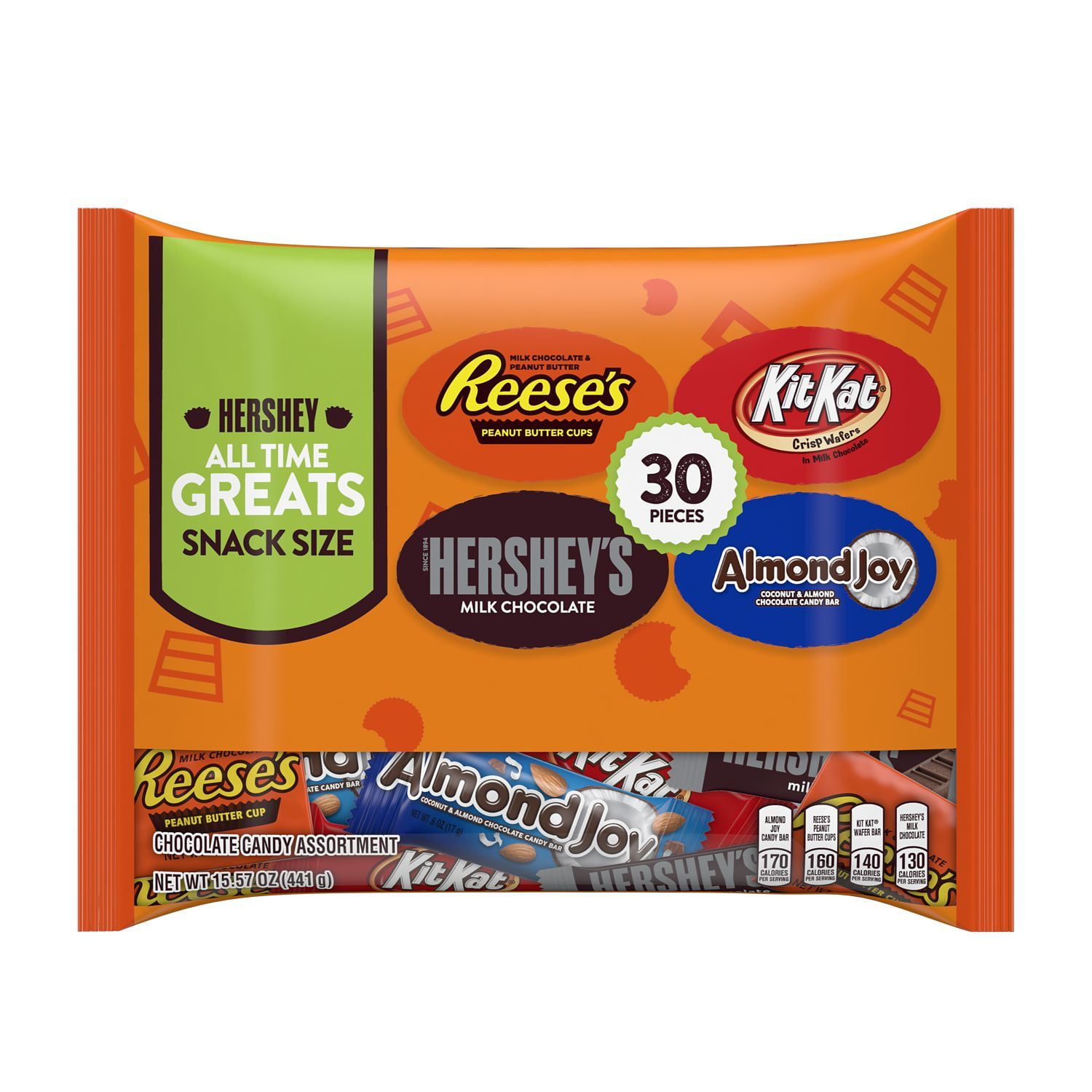 Hershey, All Time Greats Chocolate Assortment Snack Size Candy, 15.57 oz, Variety Bag (30 Pieces)
