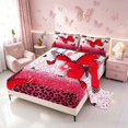 thumbnail image 2 of Homewish Red Butterfly Bed Sheets, Bling Cheeetah Print Full Size Sheets for Girls, 4 Pieces (1 Flat Sheet, 1 Fitted Sheet and 2 Pillowcases), 2 of 6