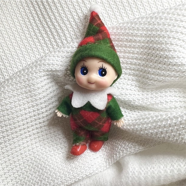42cm Christmas Elf Doll for Kids Mini Toy Elf Dolls for Christmas Poseable Little Elf Shelf Sitters with Dangling Legs