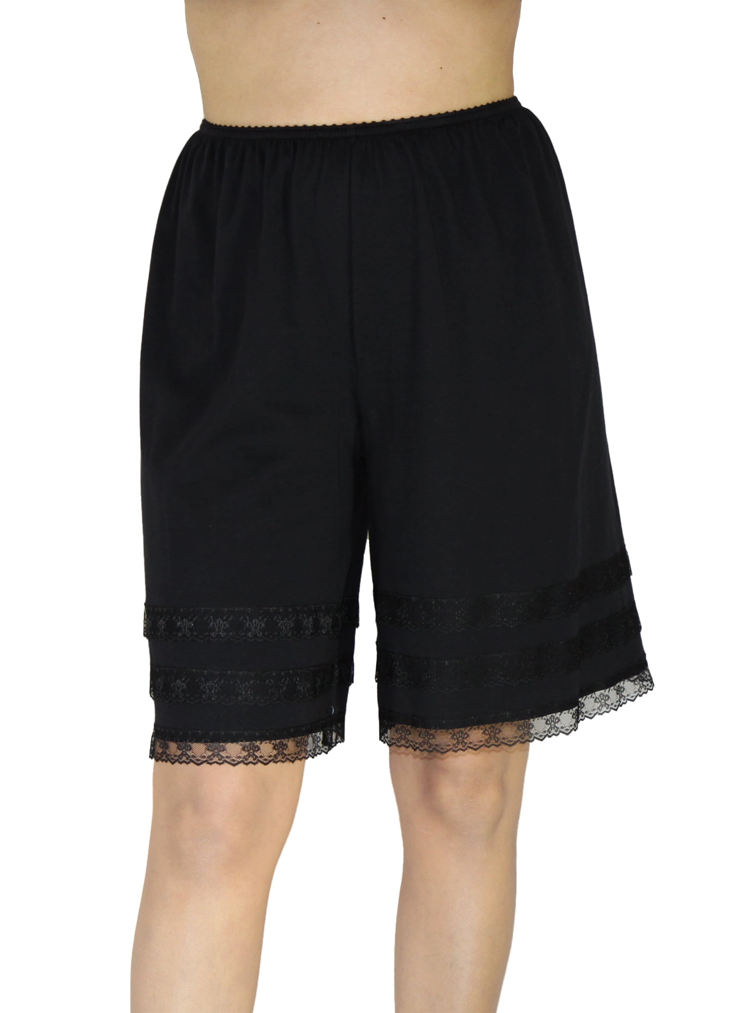 Underworks Pettipants Nylon Culotte Slip Bloomers Split Skirt 4-inch Inseam 3-Pack