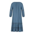thumbnail image 5 of Womens Puff Long Sleeve Lace Hollow Out Maxi Dress V Neck Loose Flowy Ruffle Long Maxi Dress Solid Color Fall Dress, 5 of 7