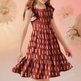 thumbnail image 5 of Eltusu Casual Dresses for Girls, Printed Ruffle Sleeve Crewneck Short Sleeve Summer Dress Red Size 13-14 T, 5 of 7