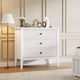 thumbnail image 1 of Yeshouse Cómoda acanalada blanca de 80 cm con 3 cajones, mesita de noche grande y moderna de madera, compacta para dormitorio, sala de estar y pasillo, 1 of 7