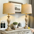 thumbnail image 3 of Oneach 25.5" Touch Control Bedside Lamps Set of 2 - Dimmable USB Charging Table Lamps for Farmhouse Bedroom, Living Room Nightstands Home Decor, 3 of 13