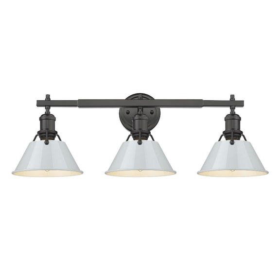 Orwell 3-Light Vanity Light in Matte Black with Dusky Blue