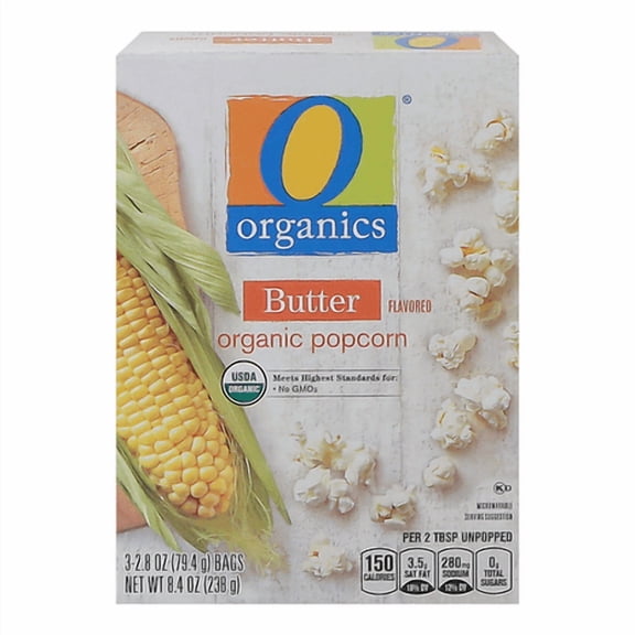 O O Microwave Butter Popcorn USDA Organic Non-GMO 2.8 oz