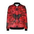 thumbnail image 4 of WXLWZYWL Womens Halloween Bomber Jacket Funny Spooky Ladies Coat Ghost Floral Graphic Cardigan Zip Up Long Sleeve Dressy Tops Moto Biker Windbreaker, 4 of 5