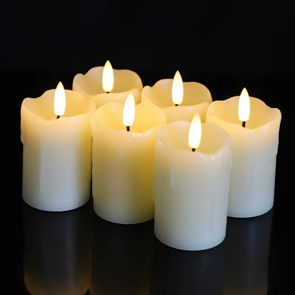 Velas votivas sin llama Lezonic con control remoto y temporizador, paquete de 6