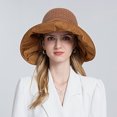 thumbnail image 2 of IDALL Sun Hat Visor Hats Women Outdoor Sunscreen Sun Hat All Match Tethered Large Brimmed Sun Hat Beach Hat Summer Hats Coffee One Size, 2 of 6
