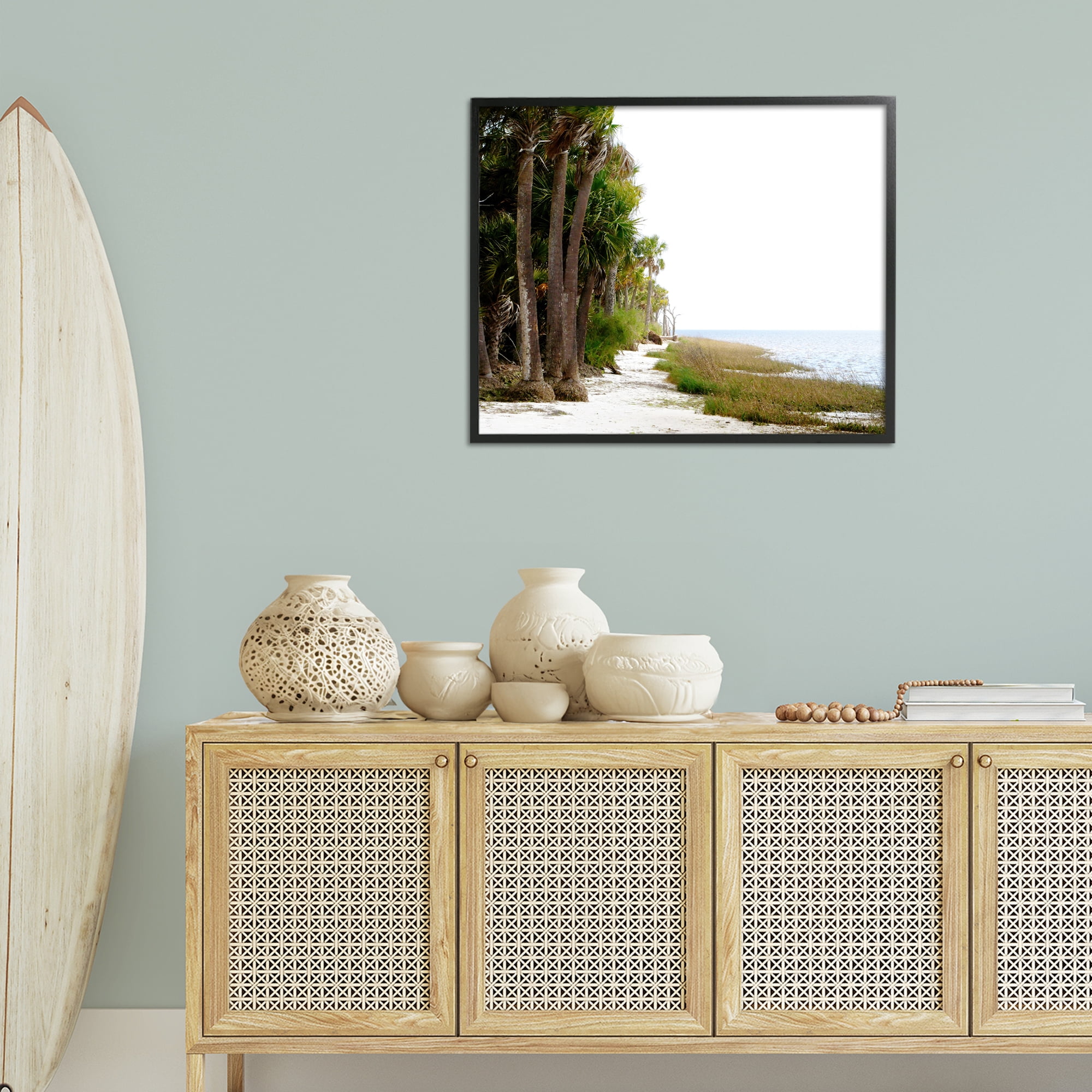 Stupell Industries Palm Beach Path Landscape Photography Black Framed Art Print Wall Art, 30 x 24