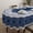 Bohemia, variant on Navy Boho Oval Tablecloth 60x84in, Vintage French Country Farmhouse Table Cover for Indoor Outdoor Dining Decor