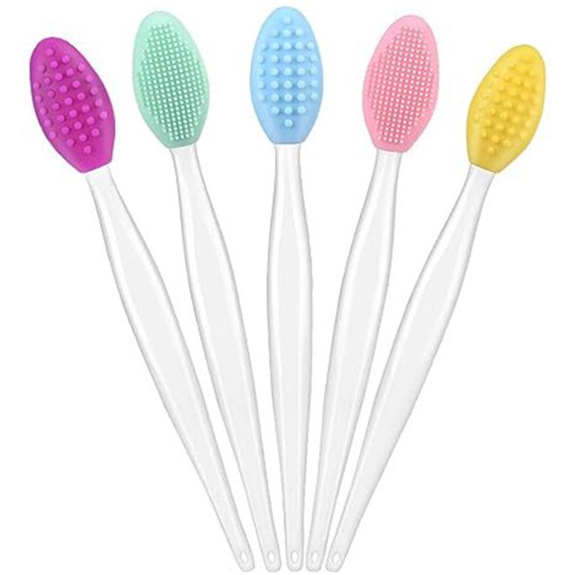 cepillos de doble cara para labios, herramientas de silicona exfoliantes para labios.