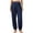 Navy, variant on Women's Harem Pants Boho Smocked High Waist Yoga Pant Loose Flowy Streetwear Trousers with Drawstring Pockets