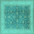 thumbnail image 1 of Ahgly Company Indoor Square Oriental Turquoise Blue Traditional Area Rugs, 3' Square, 1 of 4