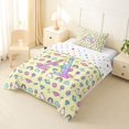 thumbnail image 2 of Manfei Kawaii Rainbow Alphabet A Twin Comforter Sets,Dreamy Unicorn Bedding Set,Yellow,Polkadot Reversible,2pcs,1 Comforter and 1 Pillowcase, 2 of 7