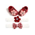 thumbnail image 3 of CHENGYU Baby Soft Sole Floral Mary Jane Flats and Hairbands 3 Piece Set, 3 of 5