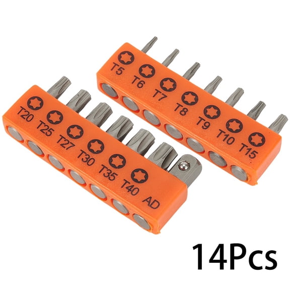 14Pc Set 25Mm Torx Screwdriver Bits with Hole T5-T40 Electric Screw Driver