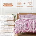 thumbnail image 6 of 3 Piece Pink Boho Duvet Cover Set Full Size,Microfiber Comforter/Quilt Cover with Corner Ties and 2 Pillowcases,Ethnic Tribal Floral Abstract Art Aesthetics All Season Bedding with Zipper Closure, 6 of 8