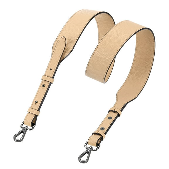 PU Leather Purse Strap, 41.7"-45.3" Adjustable Crossbody Replacement Straps 1.5" Width for Handbags, Shoulder Bag (Apricot, Black Clasp)