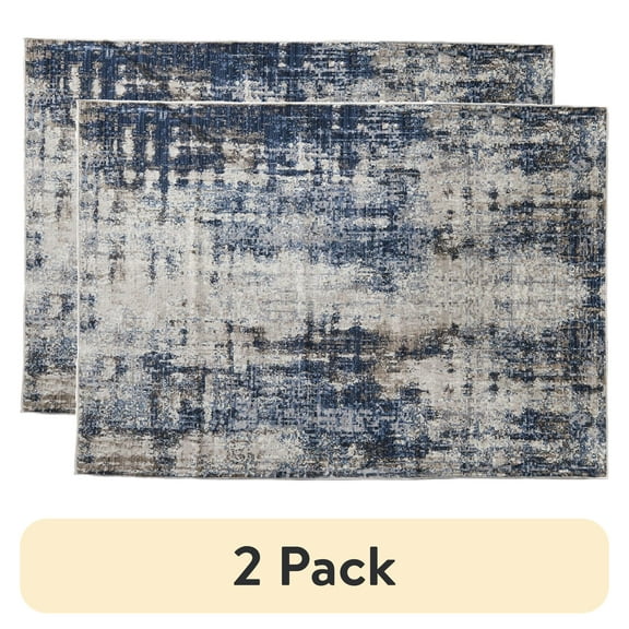 (2 pack) Better Homes & Gardens Navy Abstract Indoor Accent Rug, 5' x 7'
