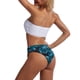 thumbnail image 4 of Traje de baño dividido elástico para mujer: ropa de playa cómoda, conjunto de bikini de poliéster de cintura alta blanco talla S, 4 of 6