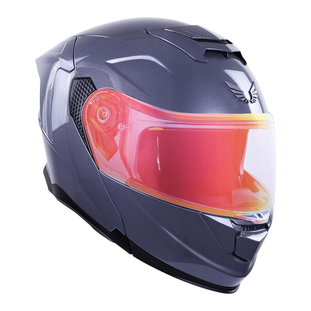 Casco Bkr Apolo Gris Metalico Mica Roja Repuesto Transparente Abatible Svs Roja gris L