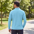 thumbnail image 4 of Hearthz Polo Shirts for Men 3 Button Placket Lapel Collar Long Sleeve Shirts for Men Business Casual Golf Polos for Men Athletic T Shirts Blue XXL, 4 of 5