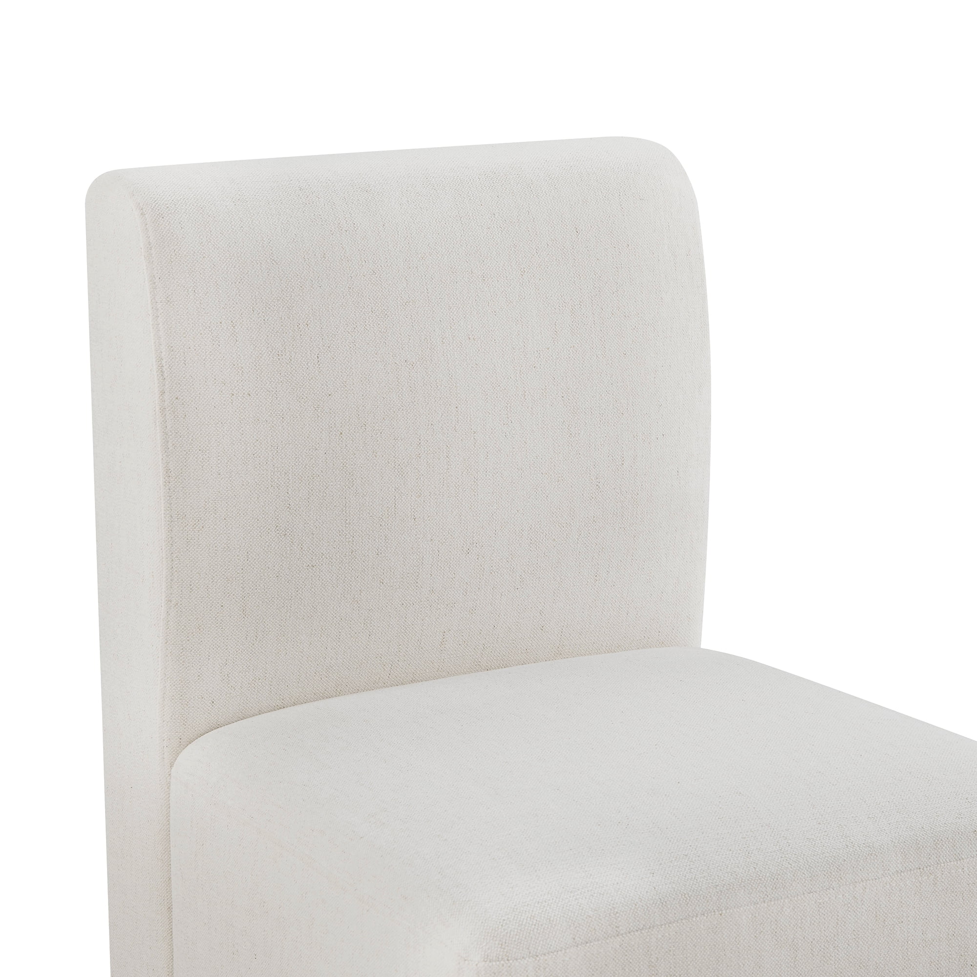 Spruce & Spring Upholstered Dining Chairs with Hidden Casters Set of 2, Cream(Grey-flecked)