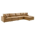thumbnail image 3 of Modway Commix 5-Piece Down Filled Overstuffed Vegan Leather Sectional Sofa in Tan, 3 of 10