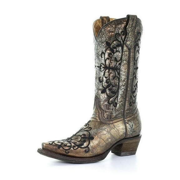 Corral Western Boots Girls Cowboy 10" Shaft Pull On Bronze A3154
