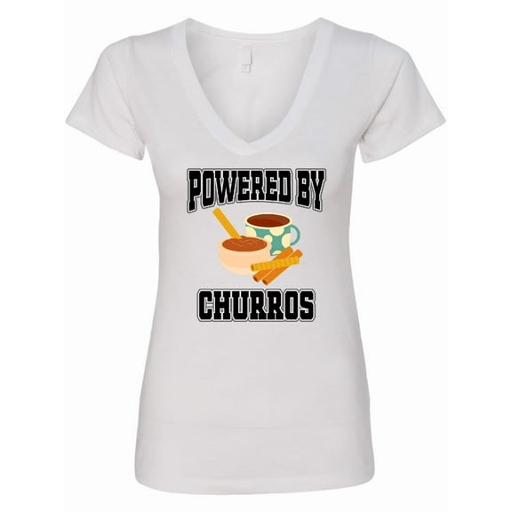Inktastic Powered by Churros and Chocolate Women's V-Neck T-Shirt