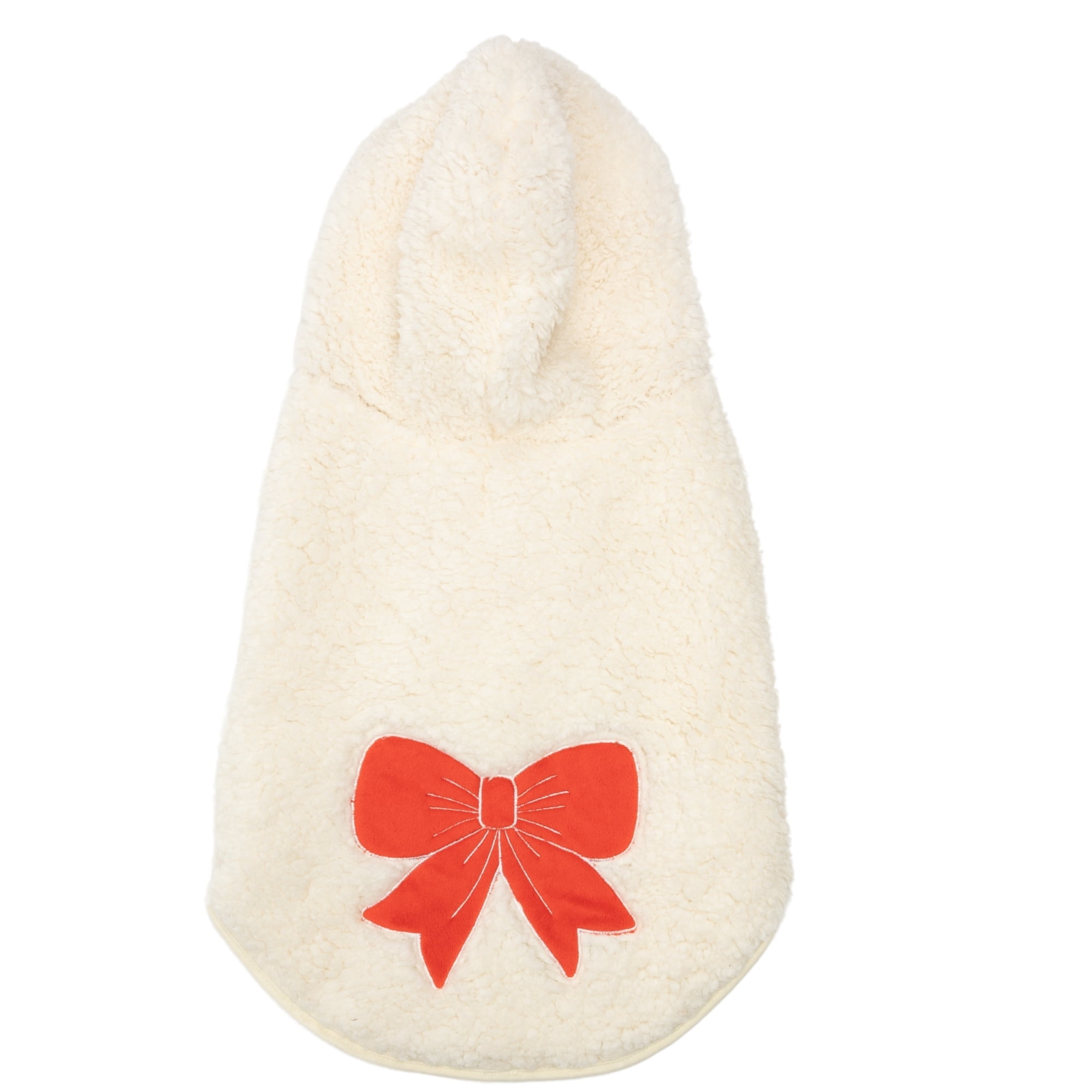 Vibrant Life Medium Sherpa Winter Coat for Dogs with Pink Bow, White