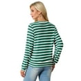 thumbnail image 5 of JWD Women's cardigan long sleeved button knit stripe with pocket Dark Green Stripe 2XL, 5 of 5