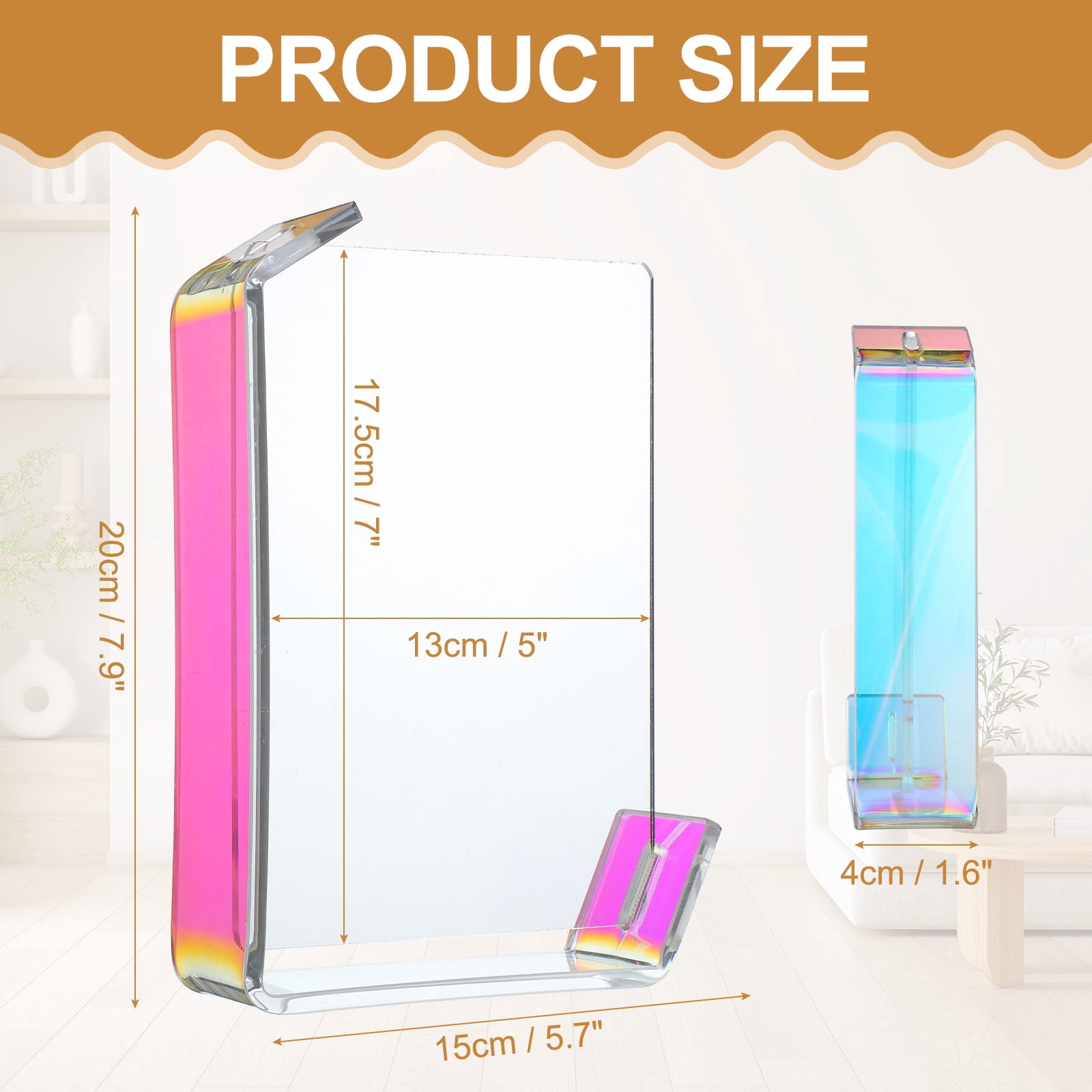 Unique Bargains Durable Acrylic Floating Picture Frame for Wall Colorful 5" x 7"