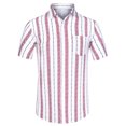 thumbnail image 1 of Lars Amadeus Camisas a rayas de verano para hombre, manga corta, casual, con botones, camisa de playa hawaiana blanco rojo XXL Unique Bargains Camisas, 1 of 6