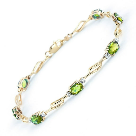Galaxy Gold 3.39 Carat 14k Solid Gold Tennis Bracelet Peridot Diamond
