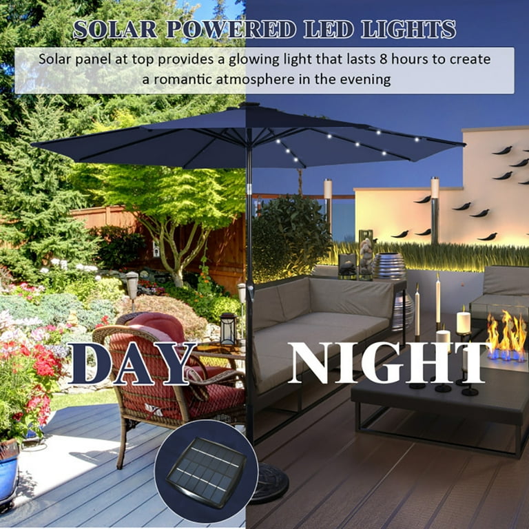 9 foot lighted offset patio umbrella Rectangle Solar LED Cantilever x12 ft Elevate your outdoor living with Crestlive Products 9 x11 FT cantilever umbrella EliteShade 9ft Solar LED Patio