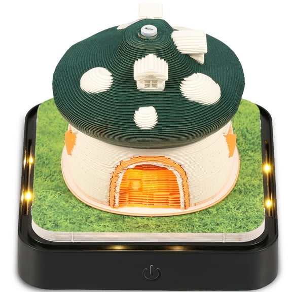 3D Calendar 2026 with LED Light Tear Away Paper Art Notepad Desk Time Piece Calendar with Acrylic Box Creative Present