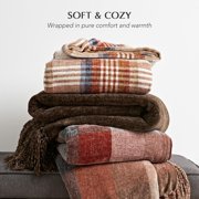 EVERGRACE Plaid Chenille Throw Blanket for Couch, Super Soft Cozy Decorative Fall Throw Blanket with Tassels for Bed Sofa Gift, Lightweight Harvest Plaid Throw Blanket for Autumn 60x80