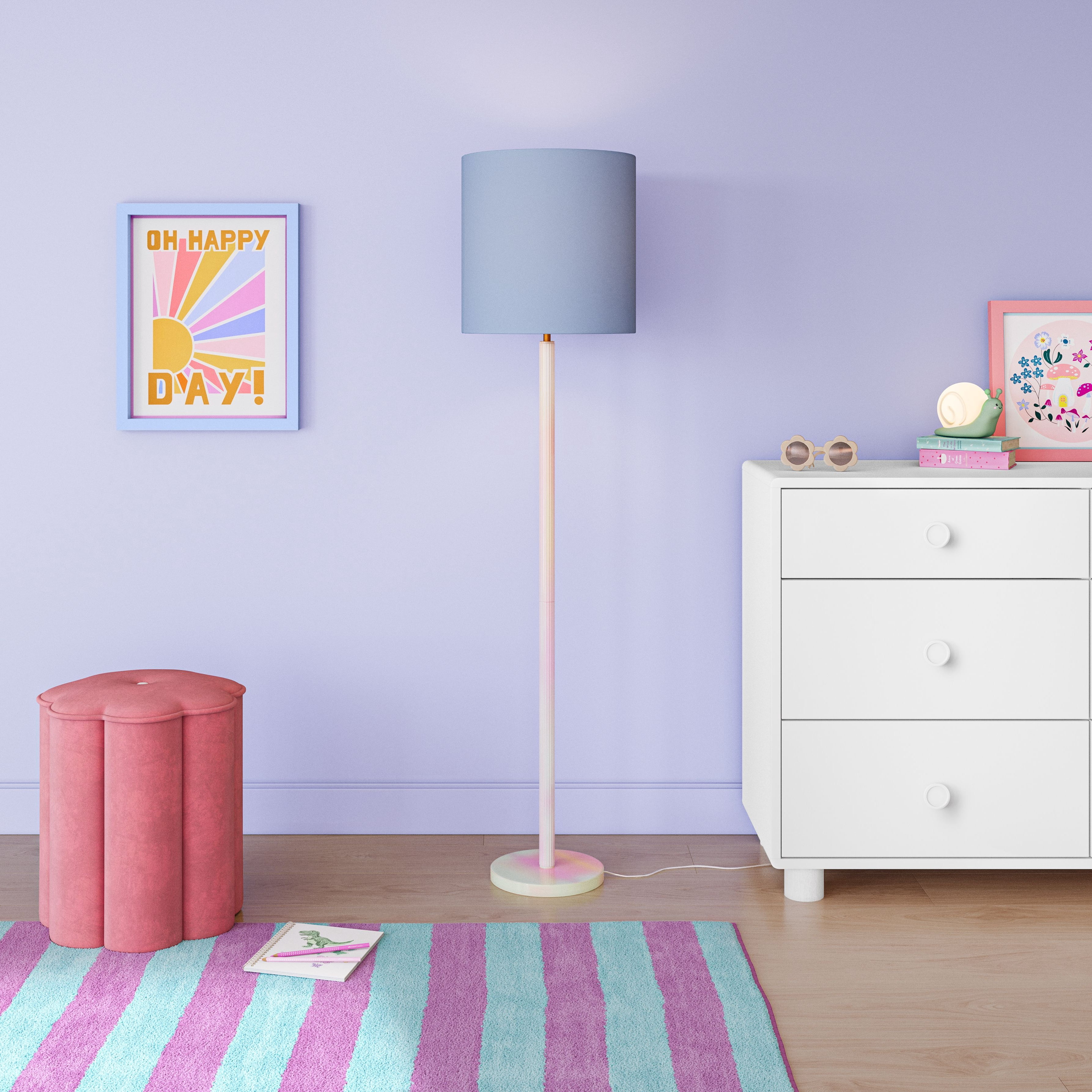 Mainstays Kids 59" Iridescent Floor Lamp with Aqua Fabric Shade