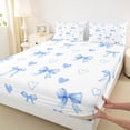 thumbnail image 4 of Erosebridal Girls Bow-Tie Queen Sheet Sets, Kawaii Love Hearts Bed Set, White Blue, 1 Flat Sheet, 1 Fitted Sheet and 2 Pillowcases, 4 of 5