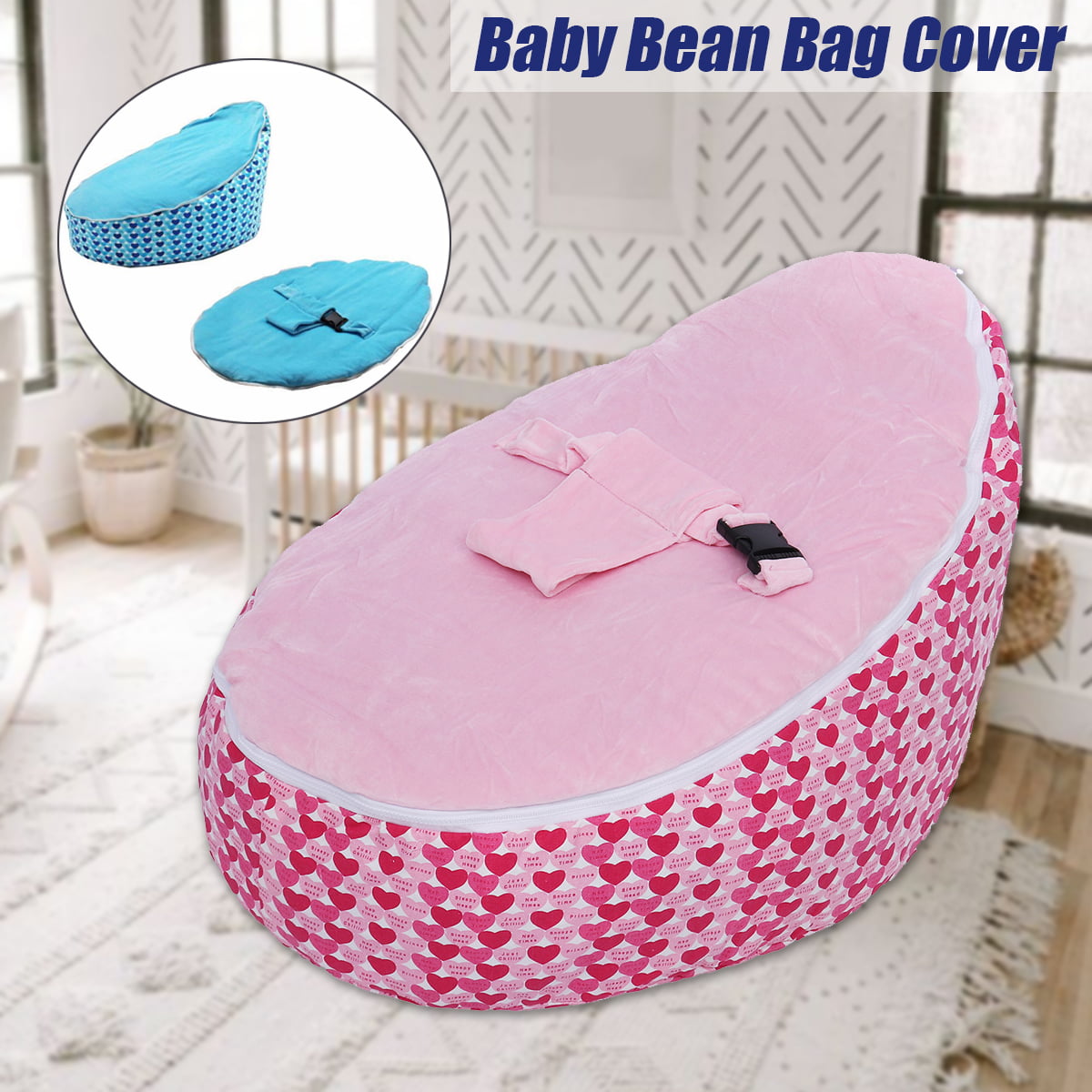 Baby Bean Bag Adjustable Harness Kids Toddler Chair Bouncer Beanbag Cover 